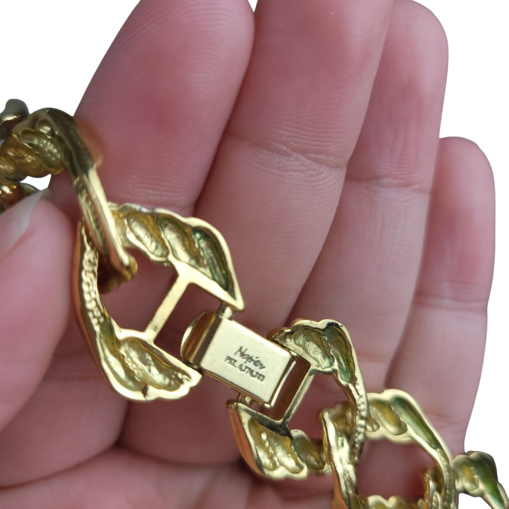 Vintage Napier Gold Tone Chunky Chain Collar Necklace 16" Statement Rope Knot - Picture 6 of 8